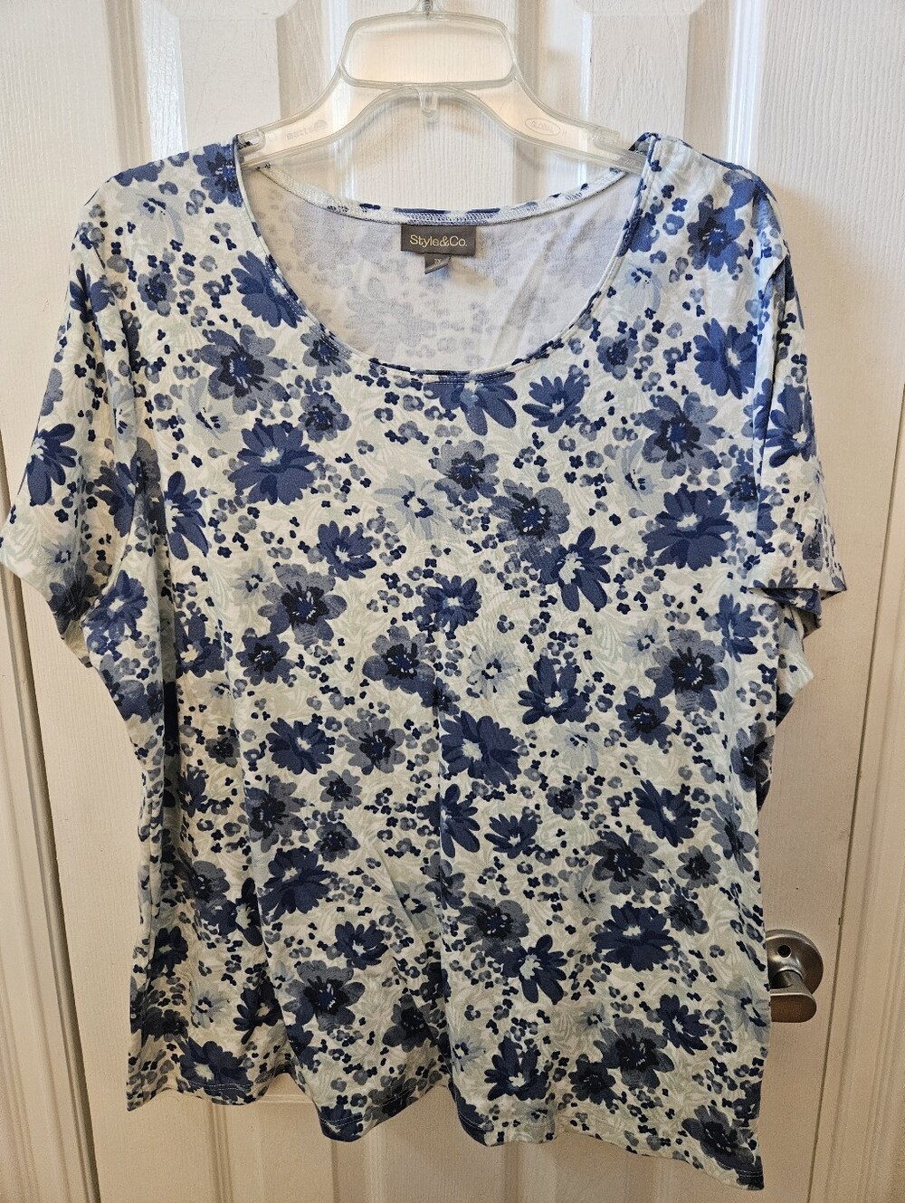 Style & Co 3X Short Sleeve Scoop Neck Floral Tee